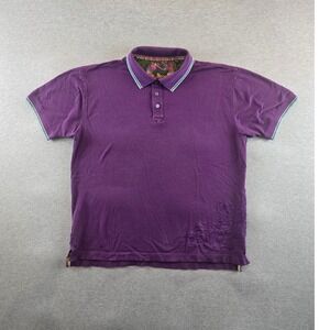 Robert Graham Polo Shirt Mens 2XL Purple Embroidered Floral Golf Rugby‎ Office